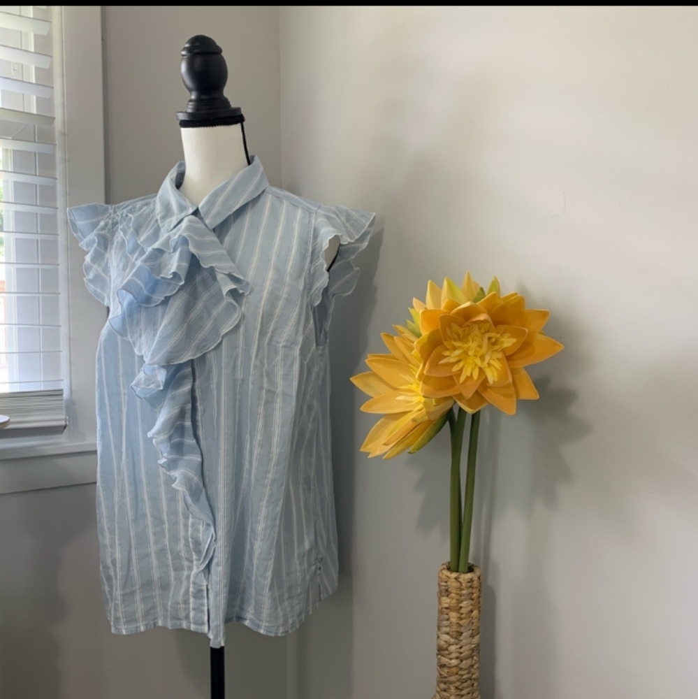 Final/PRICE FIRM Lane Bryant ruffle striped top - Picture 2 of 9